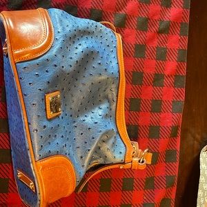 Blue and tan ostrich Dooney & Burke tote Bag.